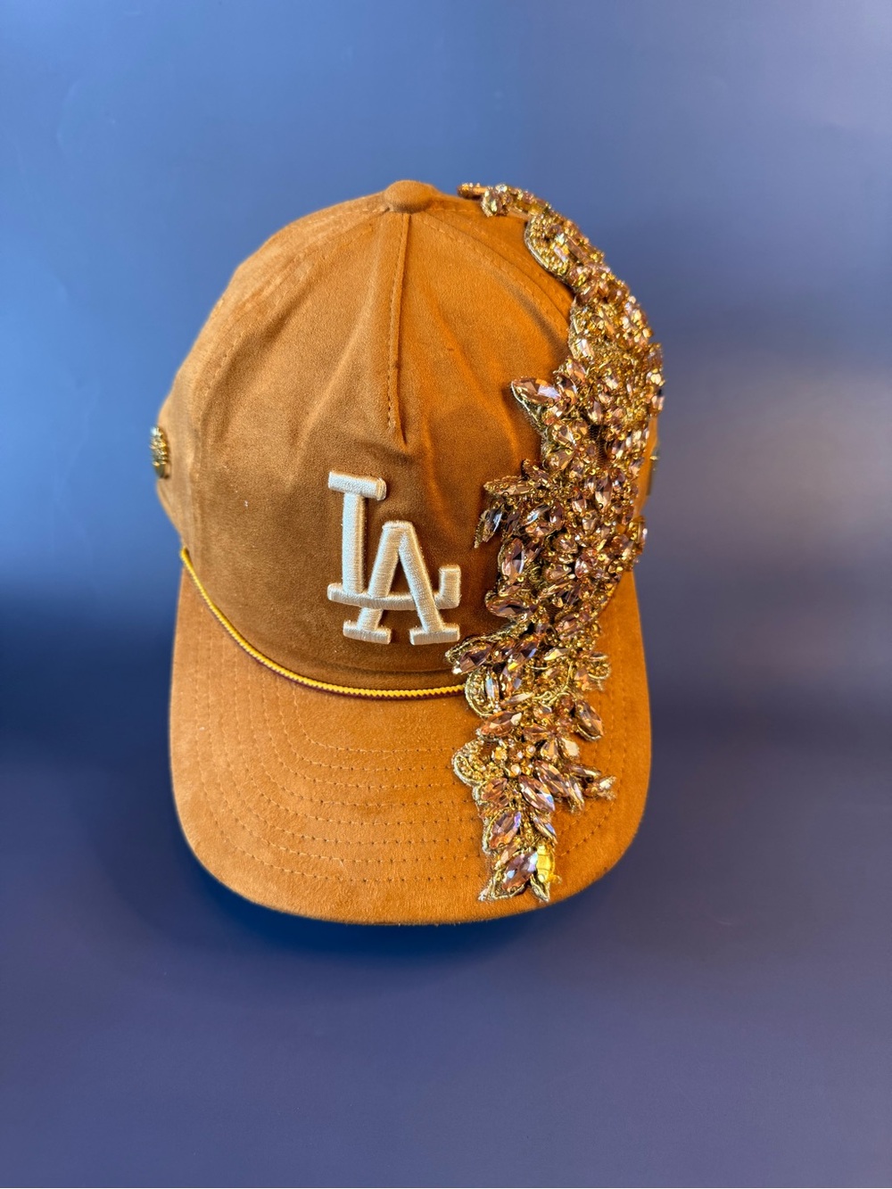 Timberland Brown Cap | Hand Embellished Gold Stones